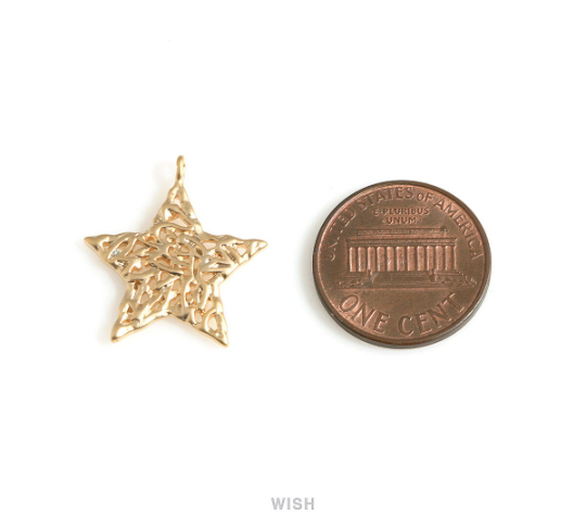 Mesh Star Pendants in Matte Gold, Large Star Charm / MMG-703-P