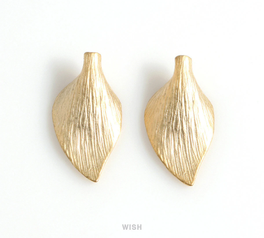 Lily Petal Pendants in Matte Rhodium, Lily Charm / MMRH-348-P (4pcs)