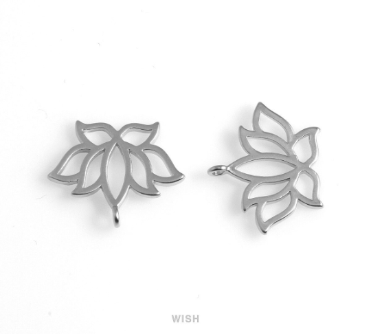 Lotus Flower Pendants in Matte Gold, Lotus Flower Outline Charm / MMG-502-P