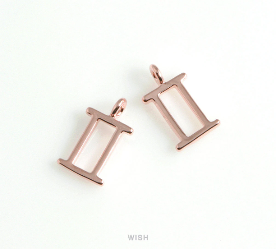 Gemini Zodiac Sign Pendants in Rose Gold, Zodiac Charm / MRG-453-GE