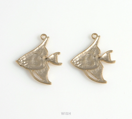 Angel Fish Pendants in Matte Gold, Angel Fish Charm / MMG-590-P