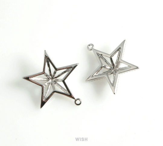 Star Pendants in Gold, Solid Star Charm / MG-450-P