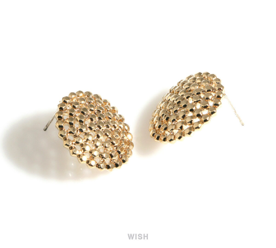 Dot Circle Stud Earrings in Gold, Round Stud Earrings / MG-700-E