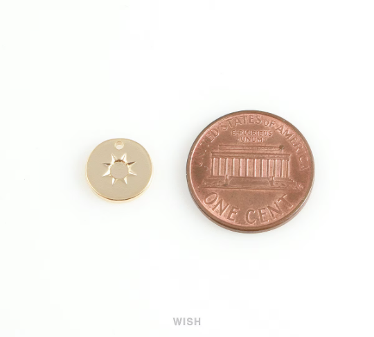 Sun Disc Pendants in Matte Gold, Sun Charm / MG-404-P