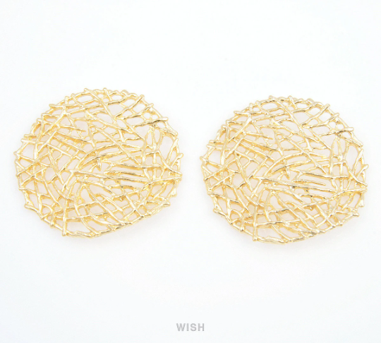 Round Bird Nest Pendants in Matte Rhodium, Bush Charms / MMRH-091-P