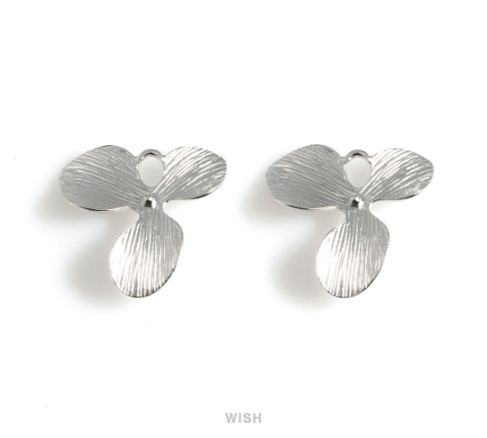 Orchid Leaves Connectors in Matte Gold, Floral Charms / MMG-035-C