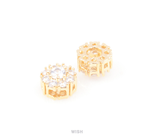 Nine Round Cubic Zirconia Charms in Gold, Round Cubic Zirconia Pendants / CG-020-P