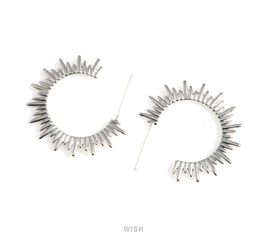 Sun Stud Earrings in Matte Rhodium, The Sun Ear Studs / MMRH-521-E