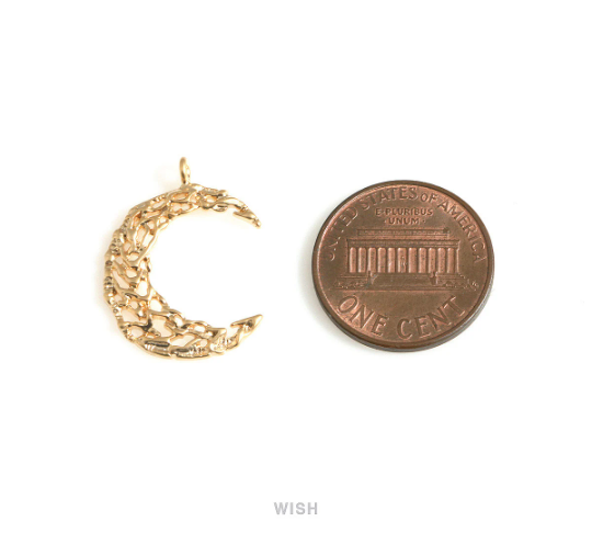 Mesh Crescent Pendants in Matte Rhodium, Large Crescent Charms / MMRH-704-P