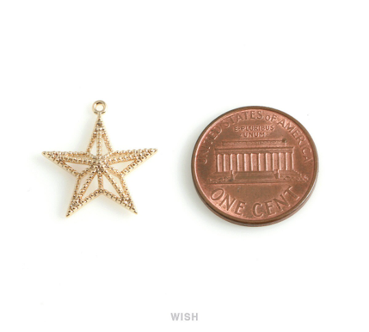 Star Pendants in Rhodium, Solid Star Charm / MRH-450-P
