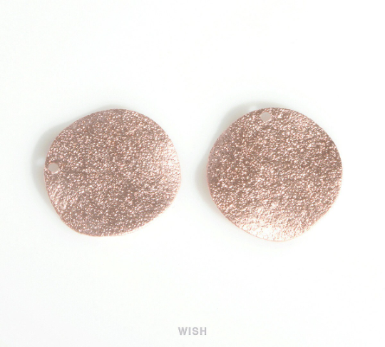 Hammered Disc Pendants in Matte Rhodium, Hammered Disc Charm /  MMRH-421-P (4pcs)
