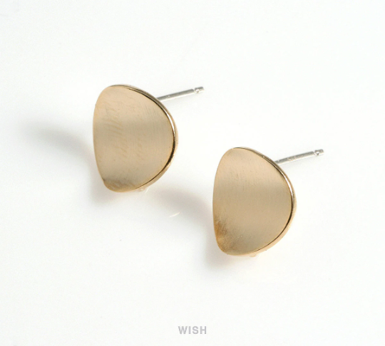 Concave Disc Stud Earrings in Rhodium, Concave Disc Ear Studs / MRH-598-E