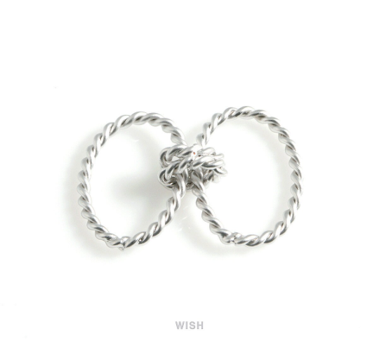 Triple Twisted Rings in Matte Rhodium, Twisted Rings Charm / MMRH-465-P