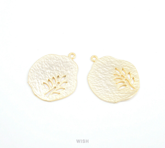 Tree in Pear Pendants in Matte Rhodium, Oak in Pear Charms / MMRH-083-P (Medium)