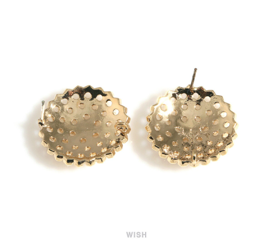 Dot Circle Stud Earrings in Gold, Round Stud Earrings / MG-700-E