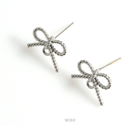 Ribbon Stud Earrings in Matte Gold, Ribbon Studs / MMG-579-E