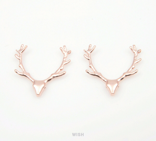 Reindeer Antler Pendants in Matte Gold, Antler Charm / MMG-178-P