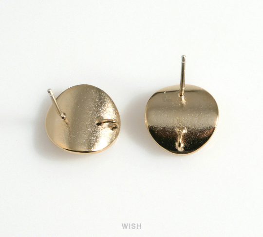 Concave Disc Stud Earrings in Rhodium, Concave Disc Ear Studs / MRH-598-E