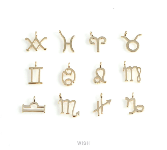 Scorpio Zodiac Sign Pendants in Gold, Zodiac Charm / MG-453-SC