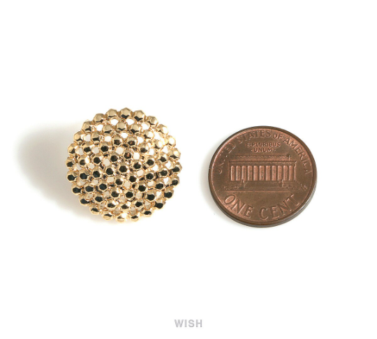 Dot Circle Stud Earrings in Gold, Round Stud Earrings / MG-700-E