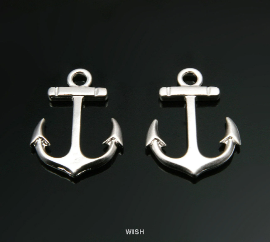 Anchor Pendant in Matte Rhodium, Large Anchor /MMRH-297-P (4pcs)