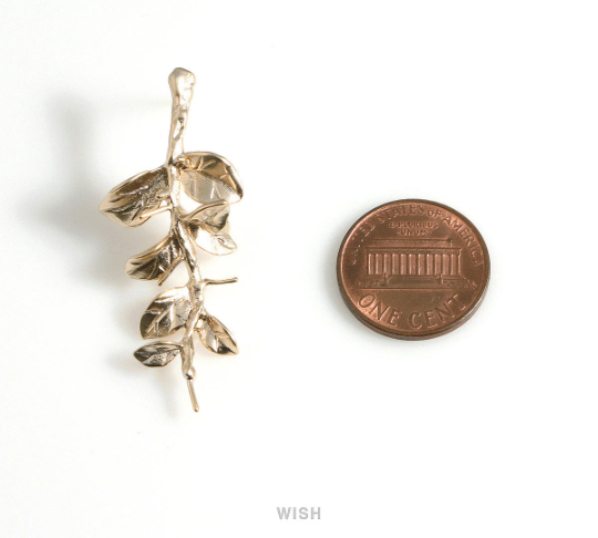 Branch and Leaves Stud Earrings in Matte Rhodium, Branch Stud Earrings / MMRH-589-E