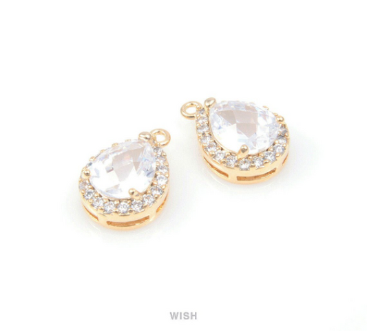 Teardrop Cubic Zirconia Pendants in Gold, Sub Cubic Zirconia / CG-040-P (Large)